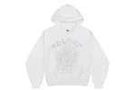 Sp5der OG Rhinestone Logo Hoodie – White