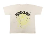 Sp5der T shirt with Black Printed – Beige